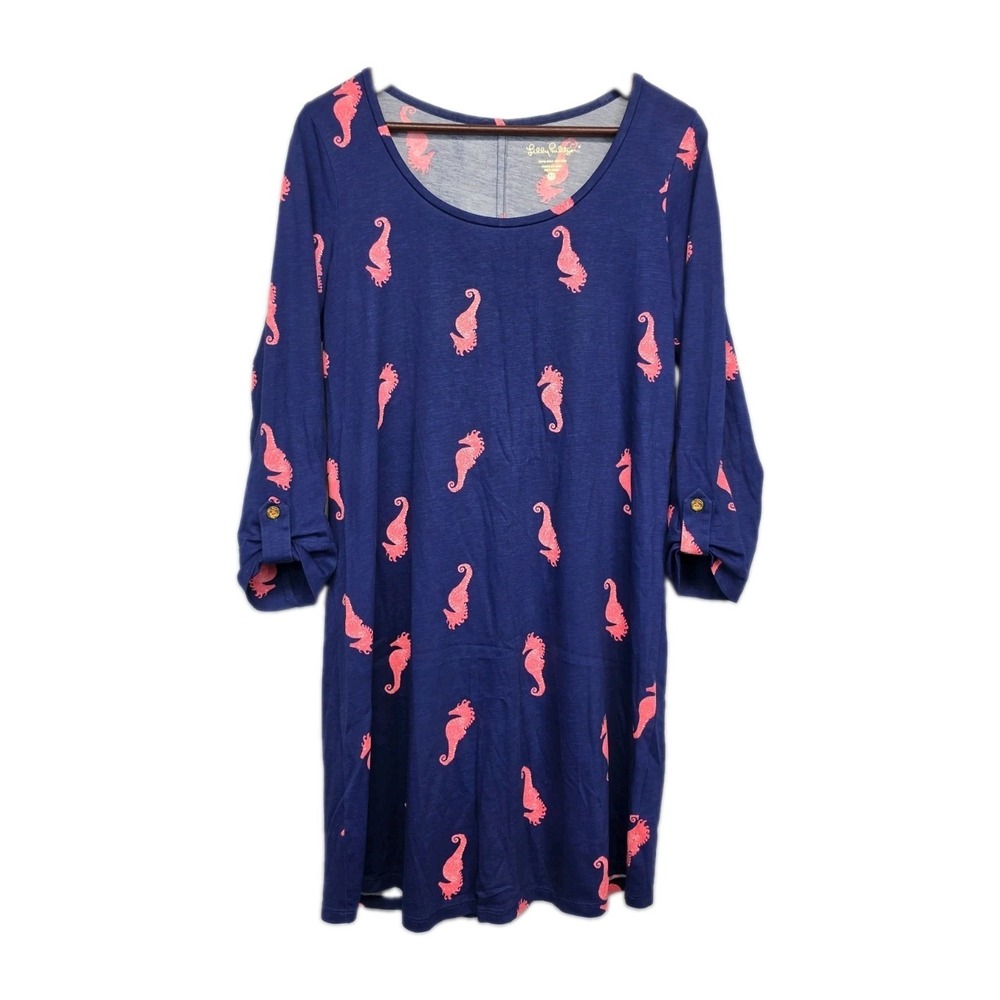 Lilly Pulitzer Ocean Ridge Dress Seahorse Pima Cotton Beach Preppy Coastal 3384